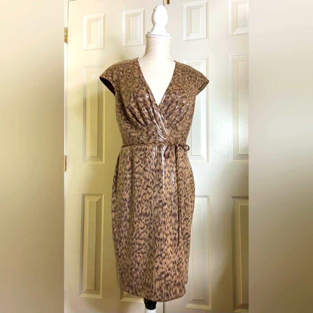 Chetta B Brown Leopard Print Dress